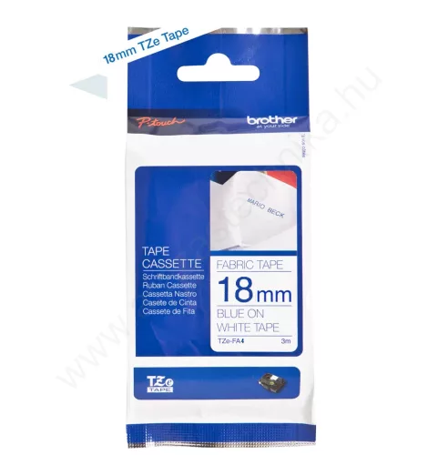 Brother P-touch 18mm FEHÉR-KÉK TZe-FA4 vasalható textill szalag