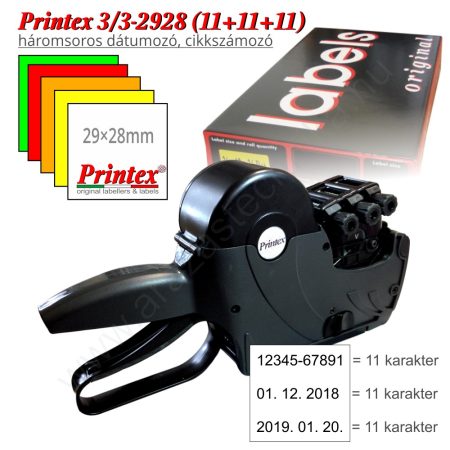PRINTEX 3/3 T2928 (11+11+11) cikkszám- dátumozógép