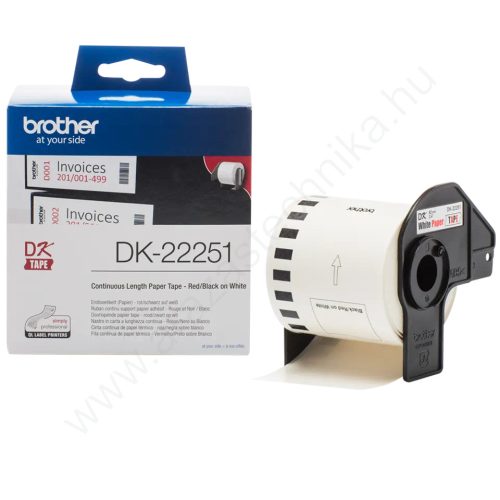 Brother DK-22251 folyamatos címke 62mmx15,24m (piros-fekete)