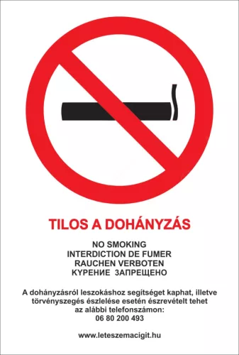Tilos a dohányzás - A4 TÁBLA (UV álló kültéri festék)