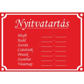 NYITVATARTÁS matrica A5 - piros