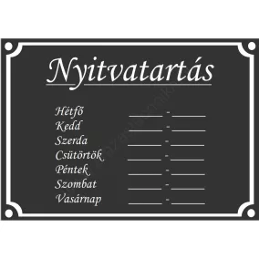 NYITVATARTÁS matrica A5 - fekete