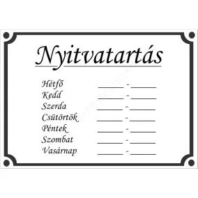 NYITVATARTÁS matrica A5 - fehér