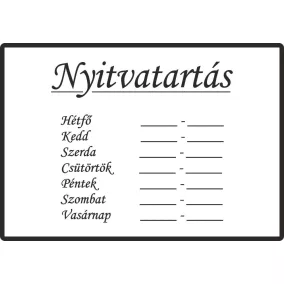NYITVATARTÁS matrica A5 - fehér