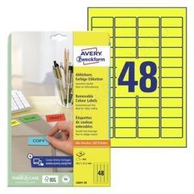   L6041-20 Avery univerzális visszaszedhető sárga címke 45,7x21,2mm