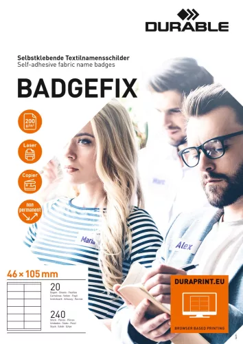 Textil névkitűző BADGEFIX 46x105 mm öntapadó (8363-02)