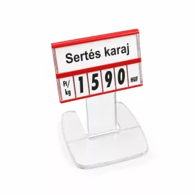   Árkazetta SZETT 74x51mm lapozható számokkal (piros keret) + 5 cm akril TALP
