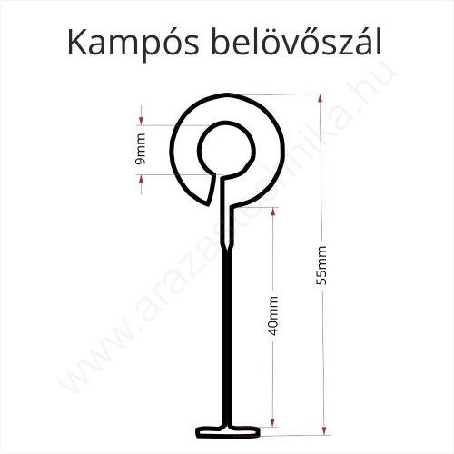 Kampós - gyűrű 40mm belövőszál (1.000 szál/cs) Standard (50S)