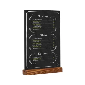 RUSTIC A4 álló krétatábla - fa talp