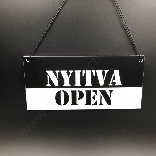 NYITVA-ZÁRVA  OPEN-CLOSED tábla 200x100mm (fekete-fehér)