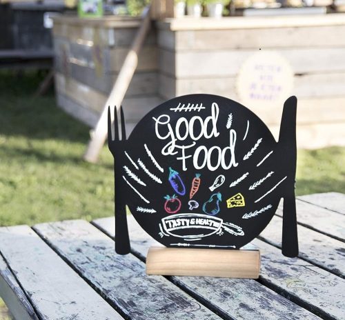 FBT-PLATE Kréta tábla tányér fatalppal