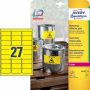 Időjárásálló poliészter címke 63,5x29,6mm (Avery L6105-20) sárga