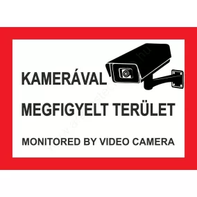  Kamerával megfigyelt terület - A4 MATRICA (UV álló) - piros