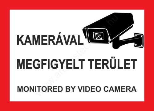 Kamerával megfigyelt terület - A4 MATRICA (UV álló) - piros