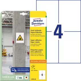 L7876-20 Avery szuper öntapadó címke - fehér 105x148mm
