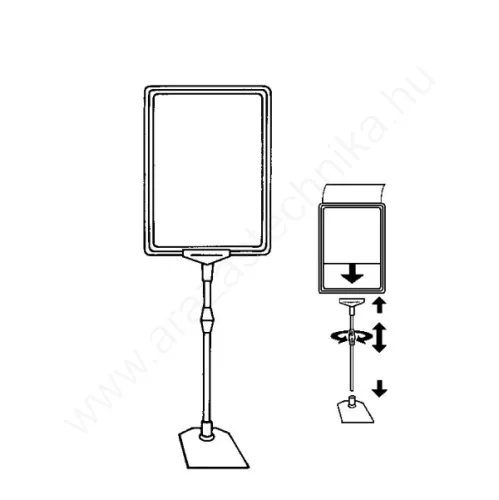 Információs állvány - A3 plakátkeret + (kihúzható SZÁR 2*50 cm) + PVC lapvédő fólia