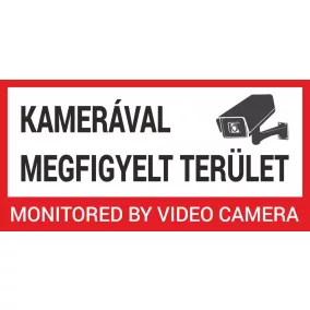   Kamerával megfigyelt terület - MATRICA 20x10cm (UV álló) - piros