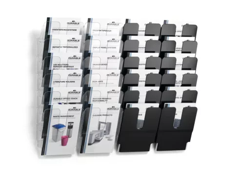 Prospektustartó fali A4 álló 6 rekesz - ÁTLÁTSZÓ FLEXIPLUS  (1700008401)