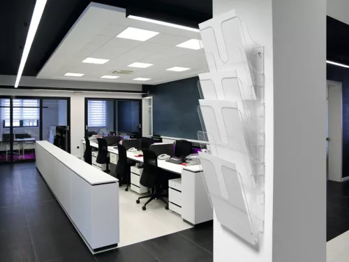 Prospektustartó fali A4 álló 6 rekesz - ÁTLÁTSZÓ FLEXIPLUS  (1700008401)