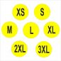 Méretjelző 20mm körcímke XS, S, M, L XL, XXL, 3XL - fluo citrom