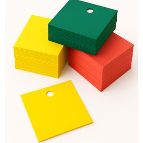 Függő etikett PVC 100x100 mm időjárásálló - zöld