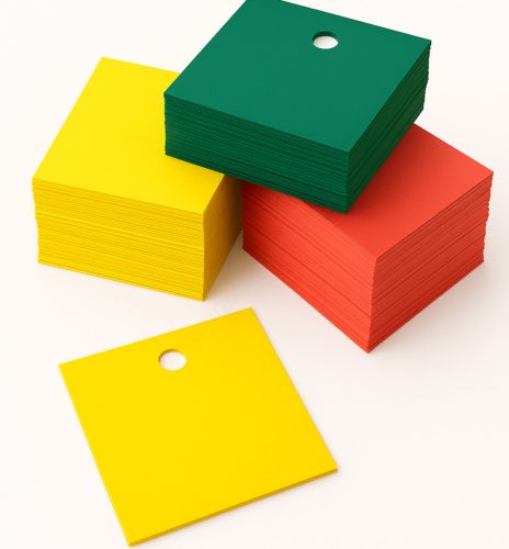 Függő etikett PVC 100x100 mm időjárásálló - zöld