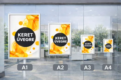 Alumínium plakátkeret A3 ÜVEGRE - kétoldalas EZÜST