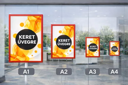 Alumínium plakátkeret A1 ÜVEGRE - kétoldalas PIROS