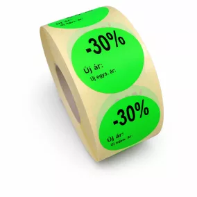  38mm körcímke -30%  ÚJ ár - Új egység ár (1.000db/40) fluo zöld