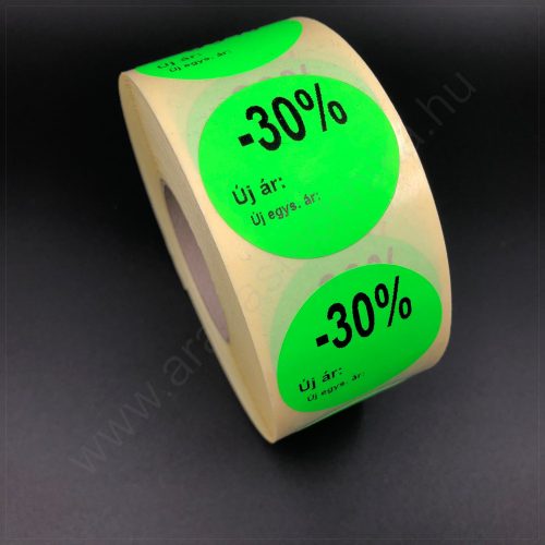 38mm körcímke -30%  ÚJ ár - Új egység ár (1.000db/40) fluo zöld