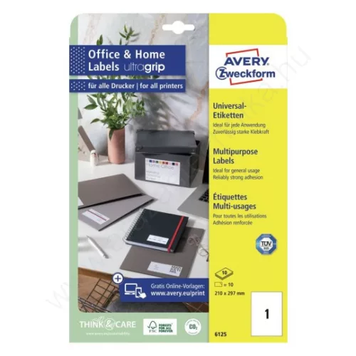 6125 Avery univerzális címke - fehér 210x297mm