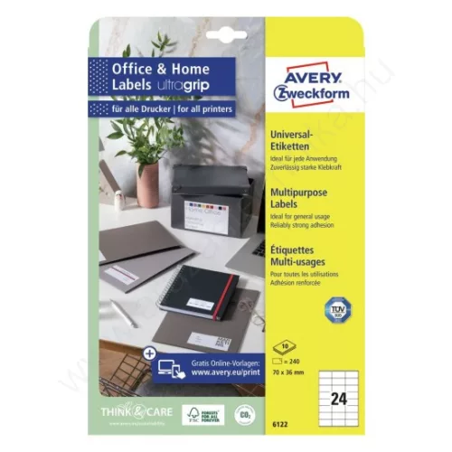 6122 Avery univerzális címke - fehér 70x36mm (10ív)