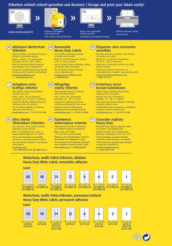 Avery visszaszedhető időjárásálló fehér poliészter címke  Ø 30 mm