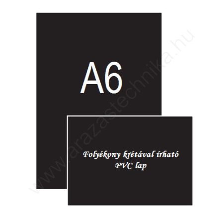 A6 fekete PVC [105x148mm] krétamarkerrel írható