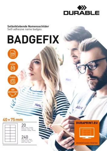 Textil névkitűző BADGEFIX 40x75 mm öntapadó (8334-02)