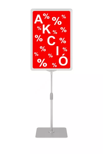 Információs állvány A4 ÁTLÁTSZÓ keret+PVC (110-114cm ezüst szár)