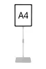 Információs állvány A4 FEKETE keret+PVC (110-114cm ezüst szár)