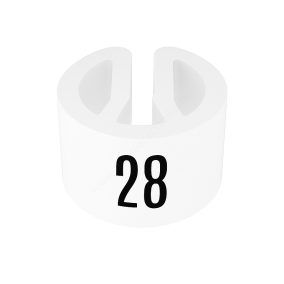   Méretjelző karika vállfára - FEHÉR alap - FEKETE szám (28)