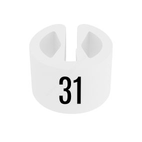   Méretjelző karika vállfára - FEHÉR alap - FEKETE szám (31)