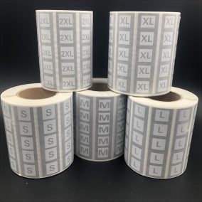   Méretjelző 80x20mm PP Clear átlátszó +FEHÉR keret XS, S, M, L, XL, L, XXL, 3XL