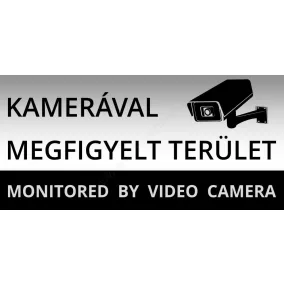   Kamerával megfigyelt terület - TÁBLA 20x10cm (UV álló) - ezüst