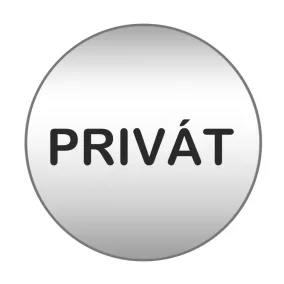 Piktogram - PRIVÁT - 83mm kör szálcsiszolt ezüst tábla