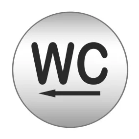 Piktogram - WC balra - 83mm kör szálcsiszolt ezüst tábla