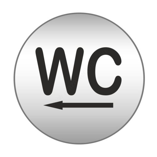Piktogram - WC balra - 83mm kör szálcsiszolt ezüst tábla