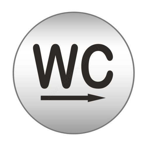 Piktogram - WC jobbra - 83mm kör szálcsiszolt ezüst tábla