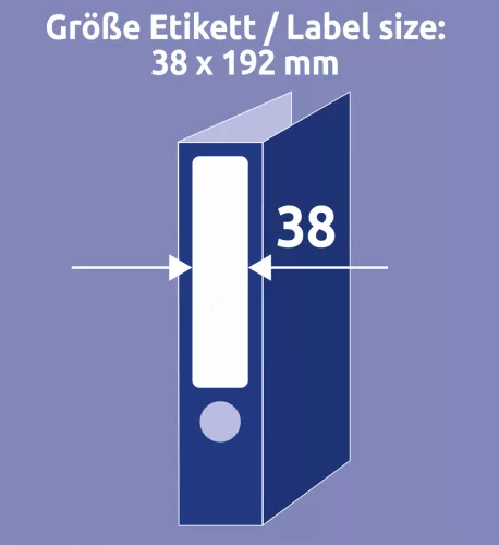 LR4760-25 Avery újrahasznosított iratrendező címke fehér 38 x 192 mm