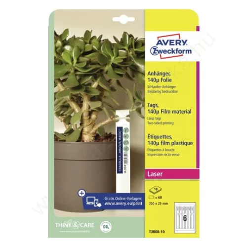 T3008-10 Avery átfűzhető kertészeti címke, fólia, 140µ  250x25mm