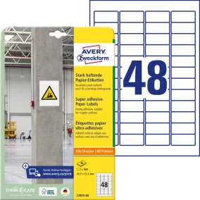 L7873-20 Avery szuper öntapadó címke - fehér 45,7x21,2mm