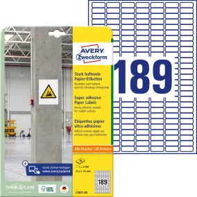 L7871-20 Avery szuper öntapadó címke - fehér 25,4x10mm