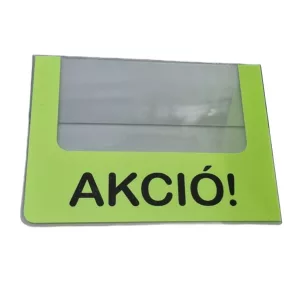   Jelzőtábla ársínhez AKCIÓ 90x70mm (ablakméret 70x40mm) - SÁRGA